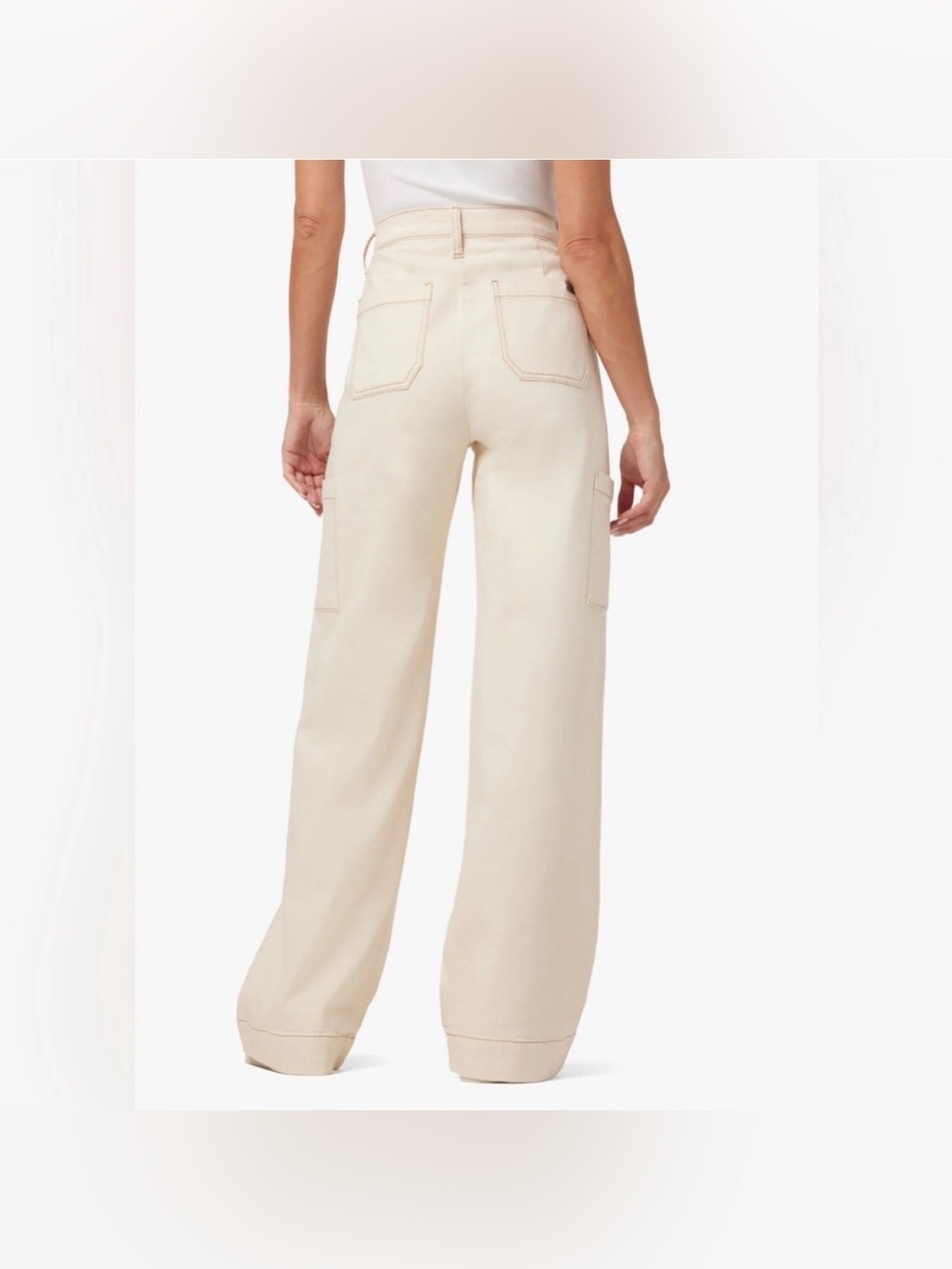 NEW Joe's Jeans Women’s Wide Leg Cargo Pants Ecru Size 32 - Picture 2 of 11